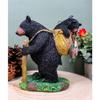 1 Pcs Of "Gone Fishing" Mother Black Bear With Cub In Fishing Backpack Statue Wildlife view 1