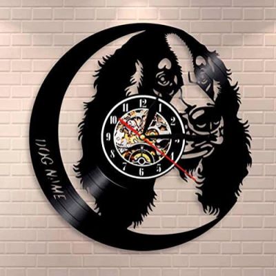 Vinyl Record Wall Clocks 30cm Golden Retriever Dog Wall Clock Dog Vinyl Record Hanging Modern Design Wall Decor for Room