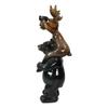 1 Pcs Bull Moose Elk Sitting On Black Bear Shoulders With Binoculars Figurine view 3