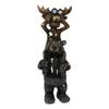 1 Pcs Bull Moose Elk Sitting On Black Bear Shoulders With Binoculars Figurine view 4