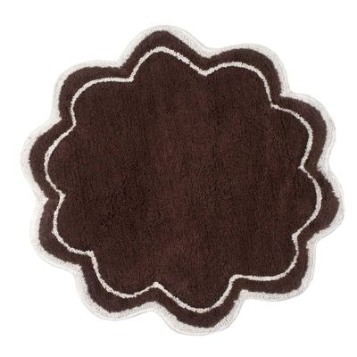 Brown Extremely Absorbent Cotton Material Rugs for Bathroom Floor 30" Round, Machine Washable Shabby-Chic Style Non-Skid Latex Backing | All Season Pretty Chocolate Shade Fade and Shrink-Resistant