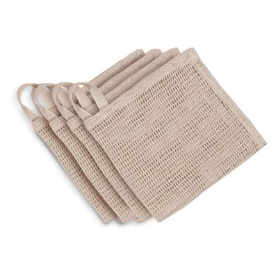 Bean Products Hemp Washcloth - Loose Weave Design for Effective Cleaning - Open Knit Exfoliating Wash Cloth - Fast Drying, Hemp & Organic Cotton - 10 x 12, 4 Pack