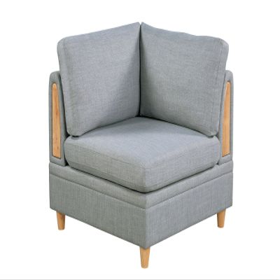 NewCosmos Living Room Furniture Corner Wedge Light Grey Dorris Fabric 1pc Cushion Wedge Sofa Wooden Legs