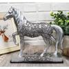 1 Pcs Equestrian Filigree Graceful Sauntering Silver Horse Statue 7.75" Long view 1