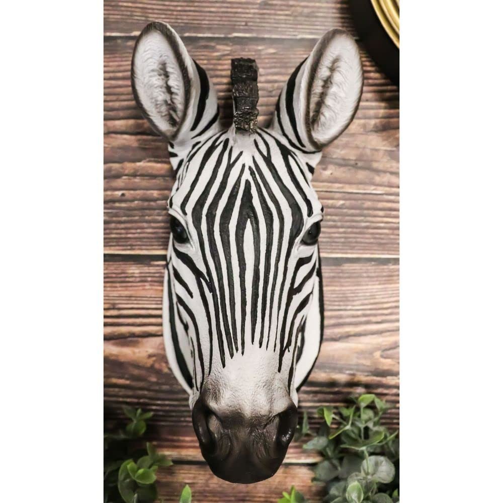 1 Pcs Zebra Horse Bust Decor Wildlife Wall Mount Sculpture Plaque 9.5" H