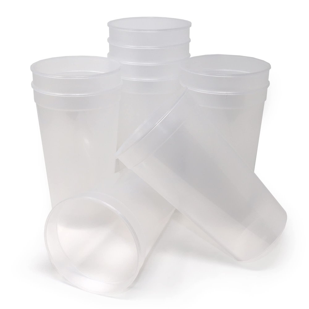 Rolling Sands 32 Oz Reusable Plastic Cups, 10 Pack, Made in USA, BPA-Free Dishwasher Safe Tumblers, Clear
