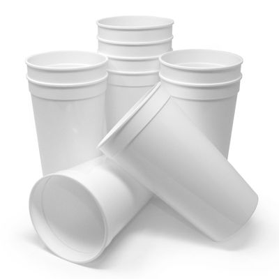 Rolling Sands 32 Oz Reusable Plastic Cups, 10 Pack, Made in USA, BPA-Free Dishwasher Safe Tumblers, White