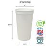 Rolling Sands 32 Oz Reusable Plastic Cups, 10 Pack, Made in USA, BPA-Free Dishwasher Safe Tumblers, White view 2