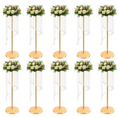 10Pcs Wedding Centerpieces for Tables, 70cm/27.5inch Tall Vases for Centerpieces Metal Gold Centerpieces Table Decorations for Wedding Ceremony Party Birthday Anniversary Events
