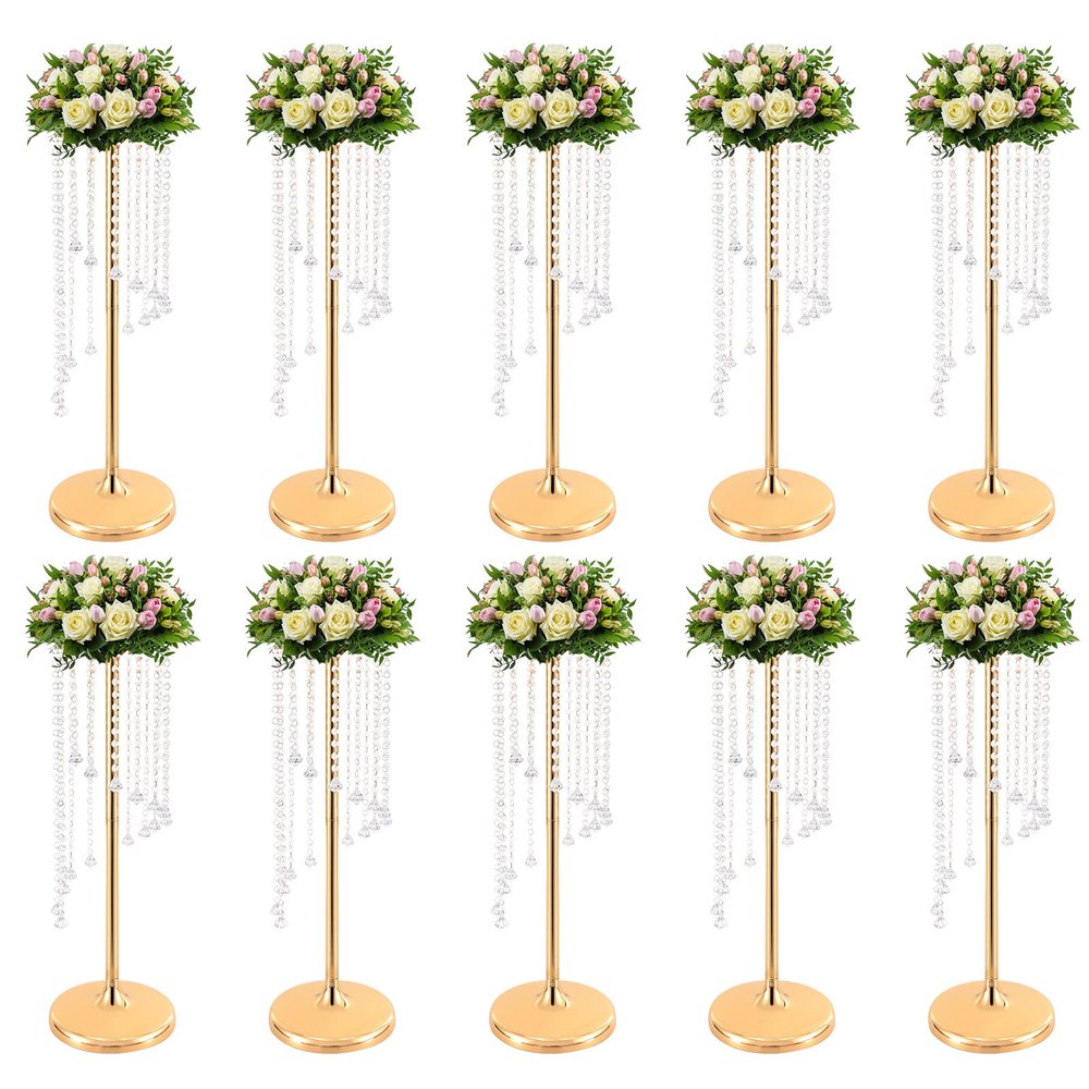 10Pcs Wedding Centerpieces for Tables, 70cm/27.5inch Tall Vases for Centerpieces Metal Gold Centerpieces Table Decorations for Wedding Ceremony Party Birthday Anniversary Events