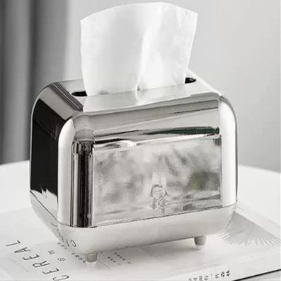 TATSEN Tissue Dispenser Box Tissue Box Holder Modern Silver Handmade Plastic Tissue Storage Box Living Room Bedroom Office Desktop Decorative Tissue Box Cover Facial Tissue Dispenser Box(C)