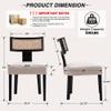 HNY Mid Century Modern Rattan Dining Chairs Set of 6, Farmhouse Linen Upholstered Accent Chair Curved Backrest Kitchen Chairs, with Black Hardwood Frame, Beige view 2