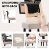 HNY Mid Century Modern Rattan Dining Chairs Set of 6, Farmhouse Linen Upholstered Accent Chair Curved Backrest Kitchen Chairs, with Black Hardwood Frame, Beige view 4
