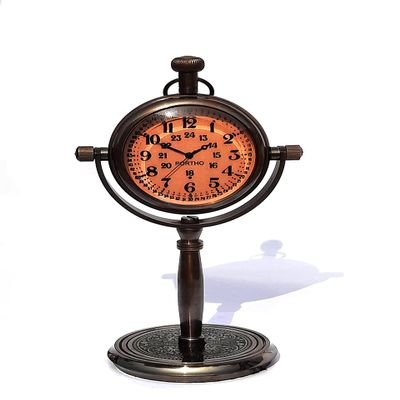 Popular Home Office Desk & Shelf Decor Antique Mantle Table Clock Brass Handcrafted Retro Base