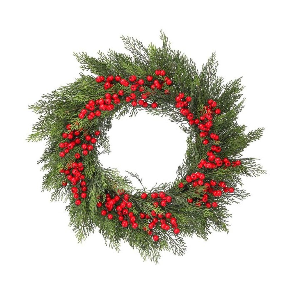 Regency International 22" Plastic Cedar W/Wp Berries Wreath