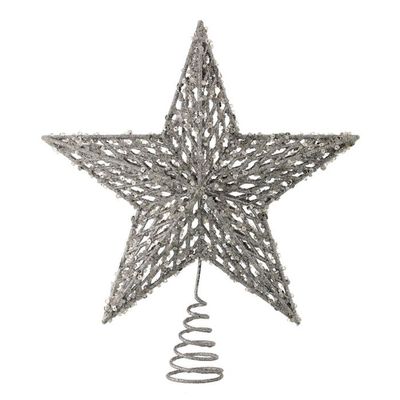 Regency International Sequin, Bead and Glitter Star Christmas Tree Topper (Silver)