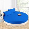 4 Piece Round Bed Sheet Set - 100% Cotton 800 Thread Count 1 Flat Sheet, 1 Round Bed Fitted Sheet And 2 Pillow Cover - Easy Fit With 15" Deep Pocket, Round Bed Sheet Set, King, Royal Blue view 1