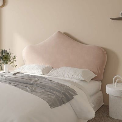 CAMZ Velvet Bed Headboard Slipcover for Queen King Full Twin Cal King, Stretch Curved Bed Headboard Cover Dustproof Protector Cover Washable