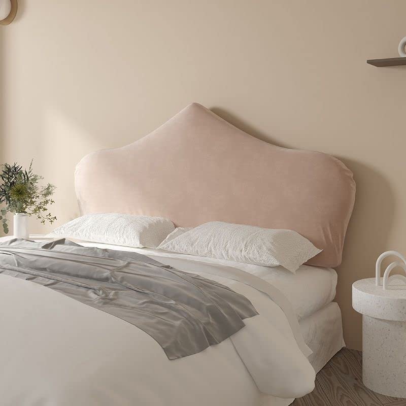 CAMZ Velvet Bed Headboard Slipcover for Queen King Full Twin Cal King, Stretch Curved Bed Headboard Cover Dustproof Protector Cover Washable