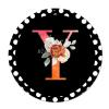 Bomehhjuli Welcome Sign Front Decor Monogram Initial Y Wreath Round Tin Sign Alphabet Orange Floral Polka Dot Metal Wall Decor Spring Floral 9.2in Retro Metal Plaque for Home Kitchen Garden Man Cave view 1