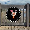 Bomehhjuli Welcome Sign Front Decor Monogram Initial Y Wreath Round Tin Sign Alphabet Orange Floral Polka Dot Metal Wall Decor Spring Floral 9.2in Retro Metal Plaque for Home Kitchen Garden Man Cave view 4