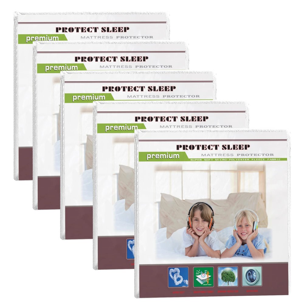 Greaton, Ultra Soft-Premium Zippered Mattress Protector Cover, Water Proof, Breathable and noiseless, Fits Mattress 6 to 9-Inch(Set of 5), Full, White