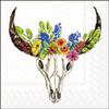 Floral Skull Party Napkins - 40 Count | 2 Packs of 20CT Cocktail Napkins, Cow Skull & Wildflowers Design view 1