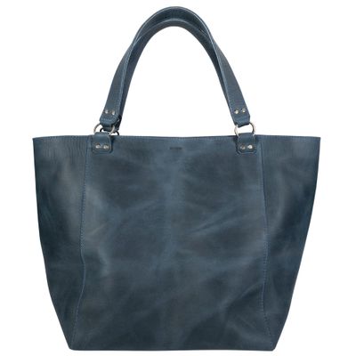 Hide & Drink, Formal Tote Bag, Female Bag, Travel and Shopping Accessory, Handbag for Women, Full Grain Leather, Handmade, Slate Blue