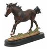1 Pcs Equestrian Dark Brown Horse Galloping On Wild Pasture Statue With Base 9.25" Long view 2
