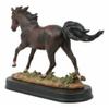 1 Pcs Equestrian Dark Brown Horse Galloping On Wild Pasture Statue With Base 9.25" Long view 3