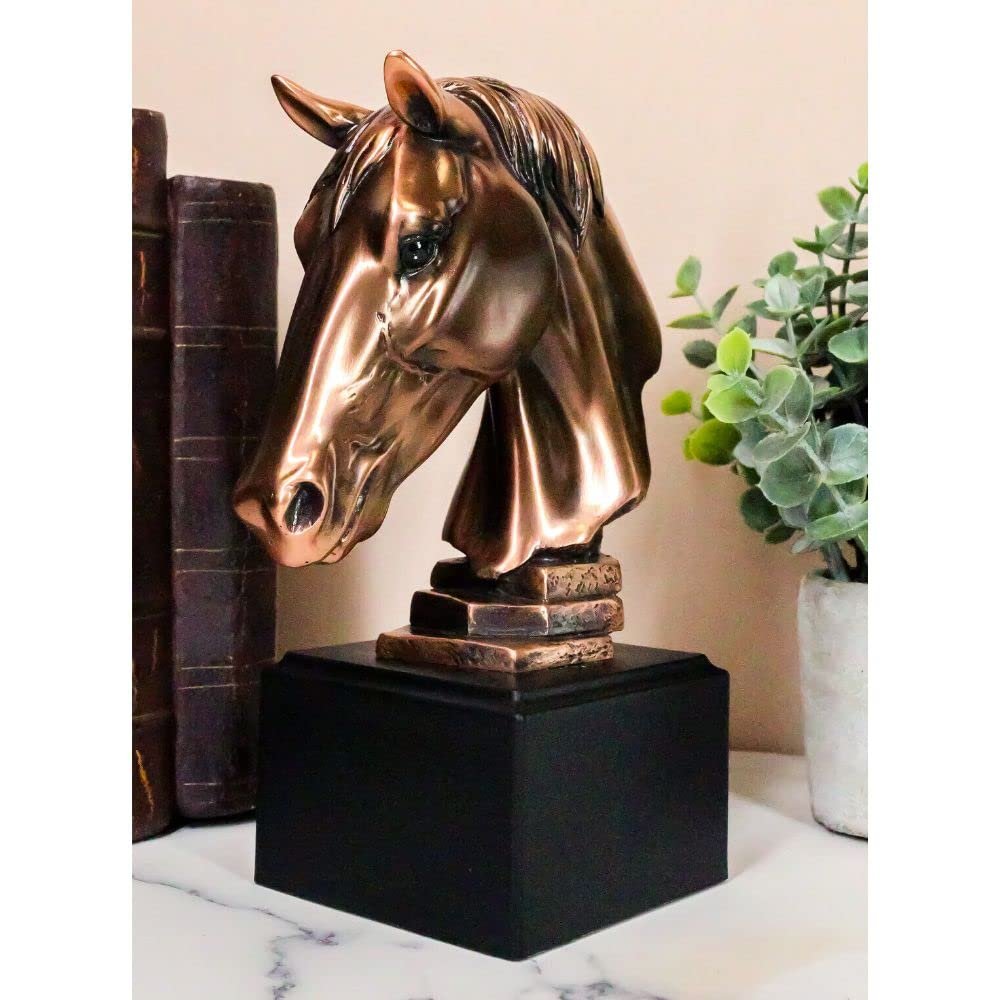 1 Pcs Western Wildlife Handsome Horse Stallion Head Bust Figurine With Trophy Base
