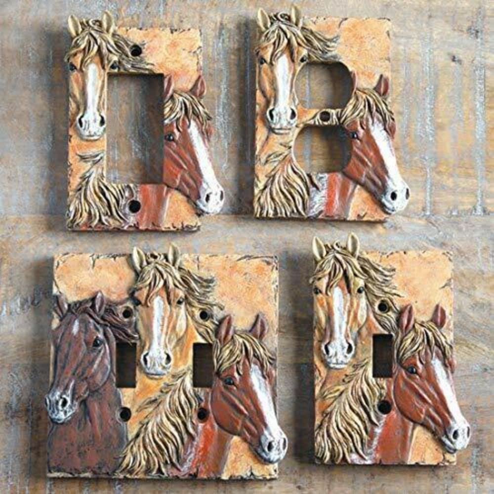 Set Of 4 Wild Horses Wall Electrical Switch Outlet Cover Plate Variety Pack