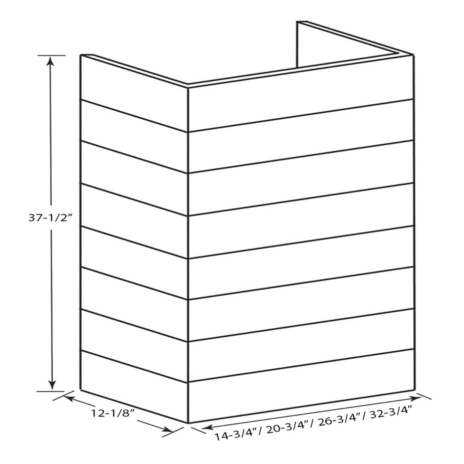 37-1/2" High Trimmable Rustic Shiplap Chimney Extension for 30" Wide Castlewood Rustic Shiplap Hoods (White)