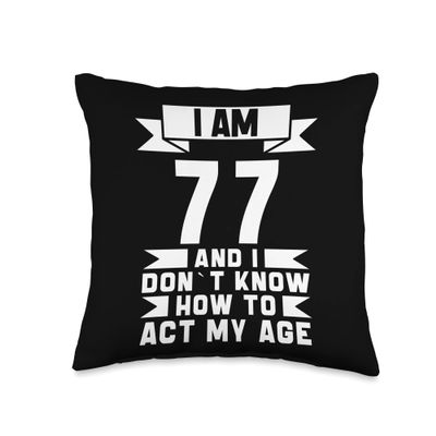77th Birthday 77 Years Old Vintage Men Women Retro 77 yr Old Throw Pillow