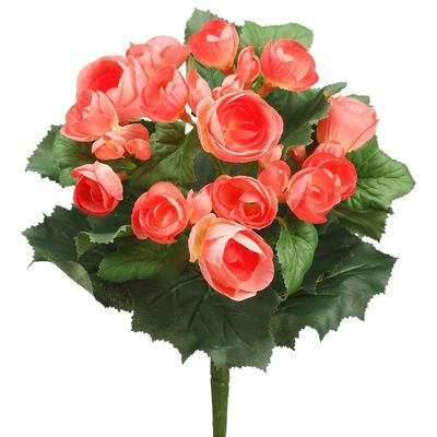 SilksAreForever 10" Artificial Begonia Flower Bush -Salmon (Pack of 12)