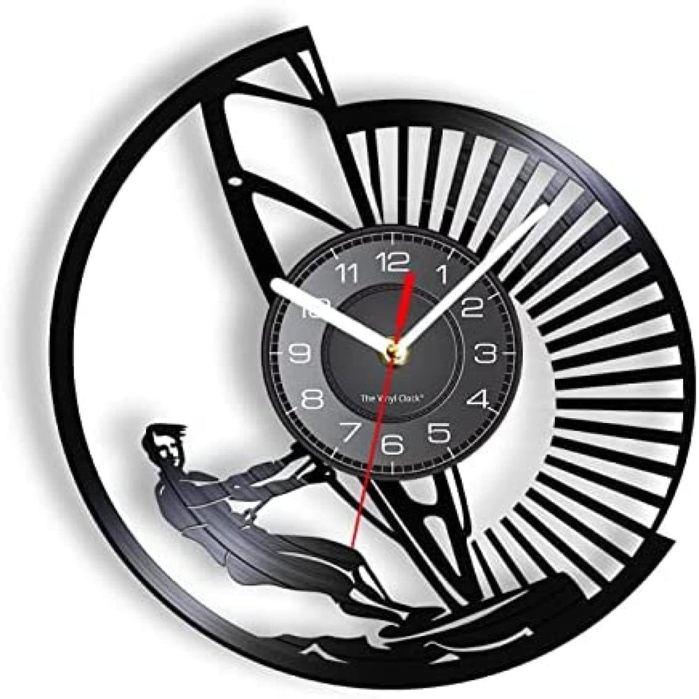 12 Inch Wall Vinyl Decorative Wall Clocks Windsurf Board Sailing Vinyl Record Wall Clock Home Decor Timepiece for Man Cave Room Sailing LP Vinyl Record Artwork Wall Clock