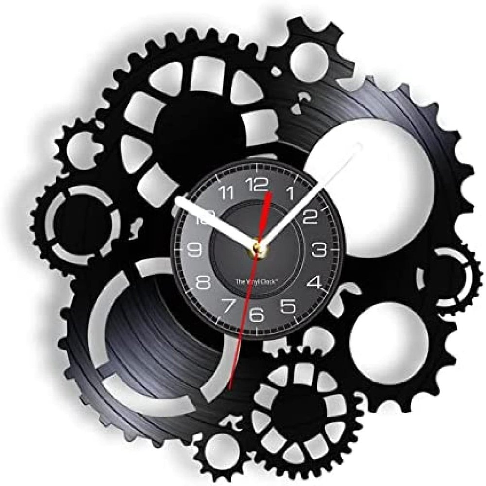 12 Inch Vinyl Record Wall Clock, Steampunk Wall Decor, Wall Clock, Victorian Industrial Steampunk Vinyl Record Wall Clock, Gears and Cogs, Decorative Clock