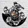 Vinyl Record Wall Clock 30Cm Tropical Peel and Stick Wall Art Decor Three Birds Flower Artwork Hanging Clock Retro Vinyl Record Modern Design Watches view 4