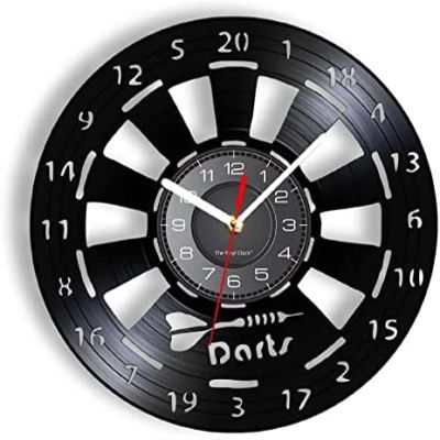 12 Inch Vintage Wall Clock Dart Game Pub Vinyl Record Wall Clock Man Cave Game Room Decor Retro Wall Clock Dart Board Bar Nightclub Hanging