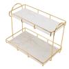 2 Tier Cosmetic Storage Shelf, Bathroom Countertop Rack, Large Capacity Gold Metal Organizer for Bathroom, Kitchen, Bedroom, Makeup, Jewelry, and Home Storage Solutions view 1