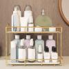 2 Tier Cosmetic Storage Shelf, Bathroom Countertop Rack, Large Capacity Gold Metal Organizer for Bathroom, Kitchen, Bedroom, Makeup, Jewelry, and Home Storage Solutions view 2
