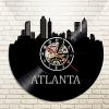 Vinyl Record Wall Clocks 30cm Atlanta Cityscape Art Decorative 3D Wall Clock Modern Design Atlanta Skyline Vinyl Record Clocks Handmade Travel Gift view 2
