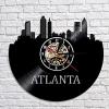 Vinyl Record Wall Clocks 30cm Atlanta Cityscape Art Decorative 3D Wall Clock Modern Design Atlanta Skyline Vinyl Record Clocks Handmade Travel Gift view 4