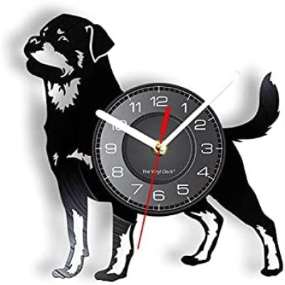 12 Inch Wall Clock Round Wall Clock Vinyl Record Art Decorative Wall Clock Vinyl Disc Crafts Silent Wall Clock Dog Lovers Gifts