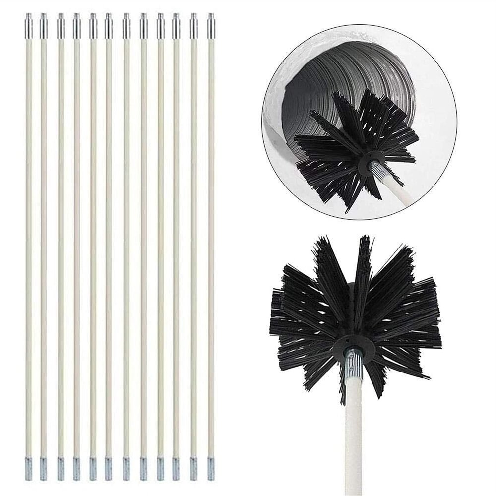 chimney sweep kit Chimney Sweep Brushes Kit, Dryer Vent Cleaning Drain Rod Set, Electrical Drill Drive Nylon Sweeping Brush, Flexible Rods, Clean Tool Suitable for Chimneys Flue Fireplace Stove ( Colo