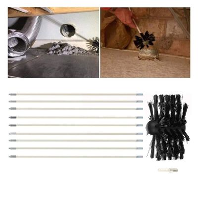 chimney sweep kit Chimney Brush Kit,Nylon Splicable Pipe Cleaning Brush Cleaning Tool Kit Included 9 /12 /15 /18 Flexible Rods 1 Brush Head 1 M8 Thread For Household And Industrial Use ( Color : 9 Rod