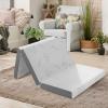 Giantex Folding Mattress, 4 Inch Gel-Infused Tri-fold Mattresses with Bamboo Cover & Carry Bag, CertiPUR-US Certified, Foldable Cooling Mattress Topper for Guest Room Dorm RV Camp Floor, Twin XL view 2