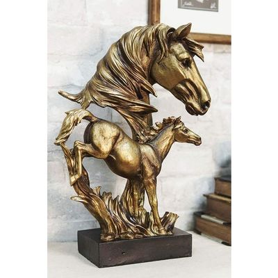 1 Pcs Large 15" H Wild Stallion Horse Bust Statue On Museum Style Pedestal Base