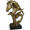1 Pcs Large 15" H Wild Stallion Horse Bust Statue On Museum Style Pedestal Base view 3
