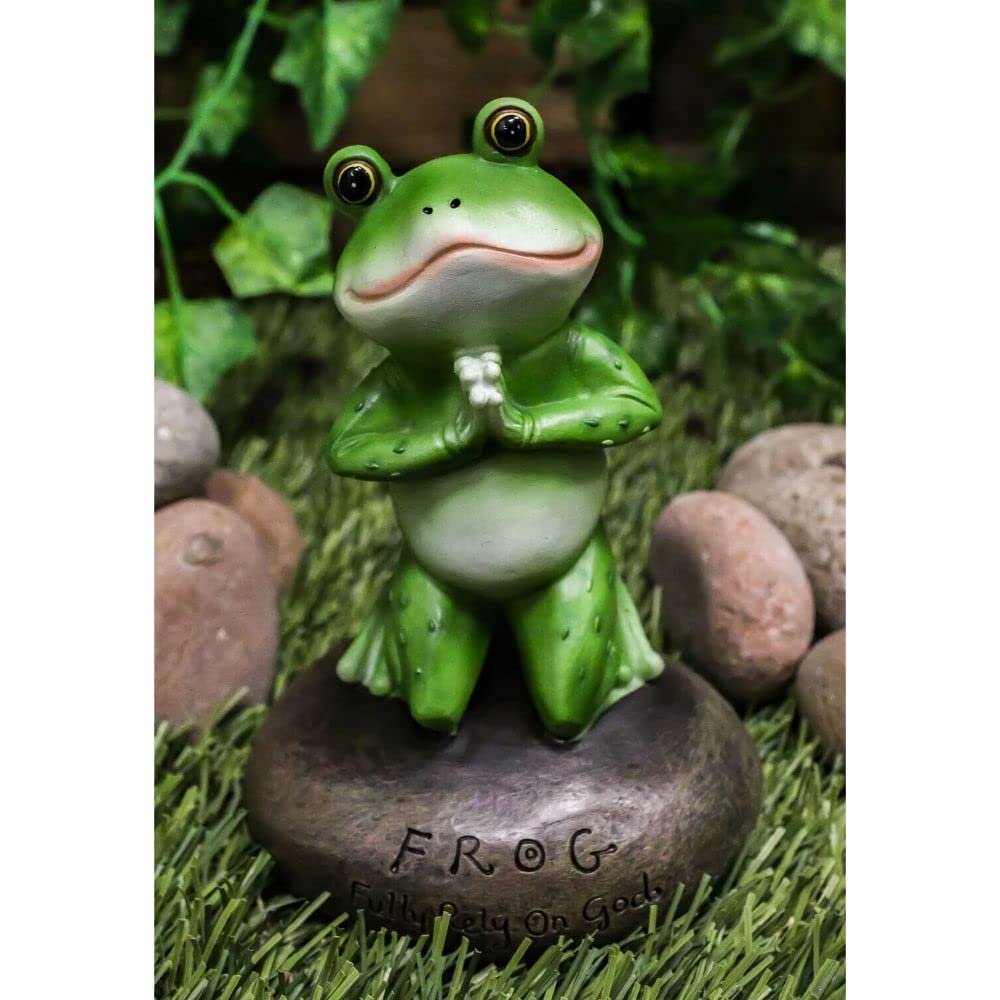 1 Pcs Frog Leap Of Faith Starts With Prayer On Both Knees Figurine Inspirational Decor